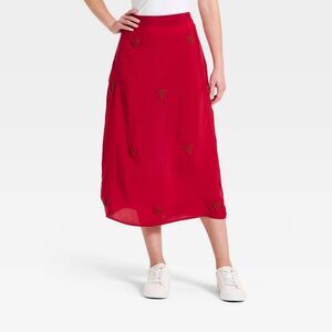 A New Day - Women's Valentine's Heart Printed Skirt - A New Da Red